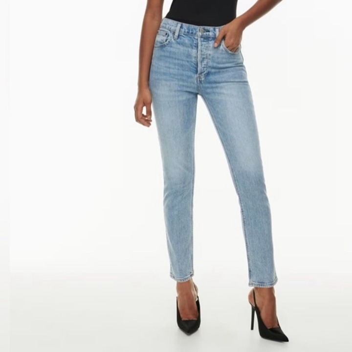 Aritzia Denim Forum jeans the yoko high rise slim leg button fly 23