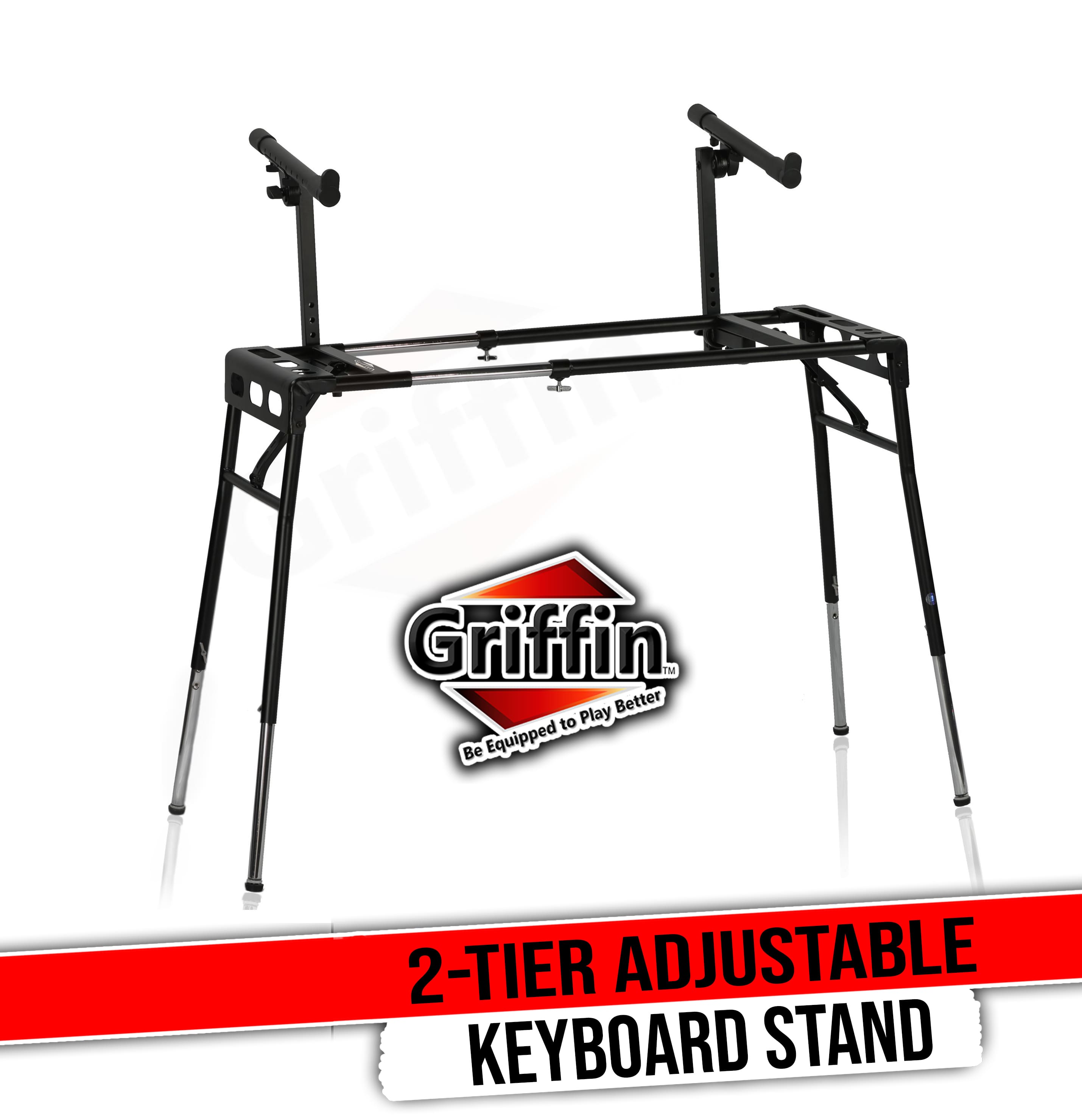 GRIFFIN 2-Tier DJ Coffin Workstation Stand | Double Table Top Keyboard & Laptop