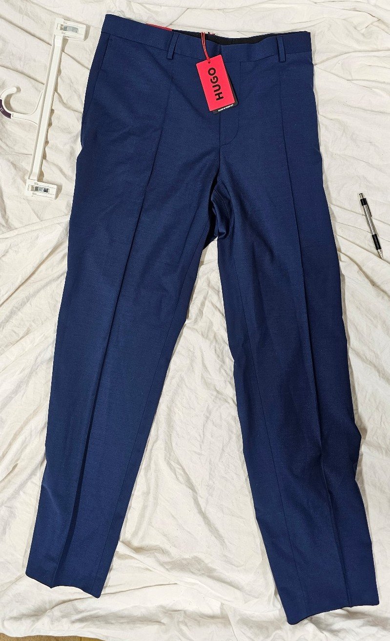 Size 40R Hugo Boss Dark Blue Slim Fit Performance Super Flex Suit Pants