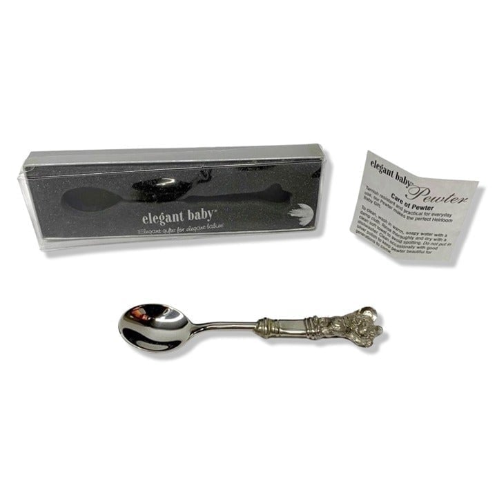 Vintage Elegant Baby Pewter Feeding Spoon Bear New