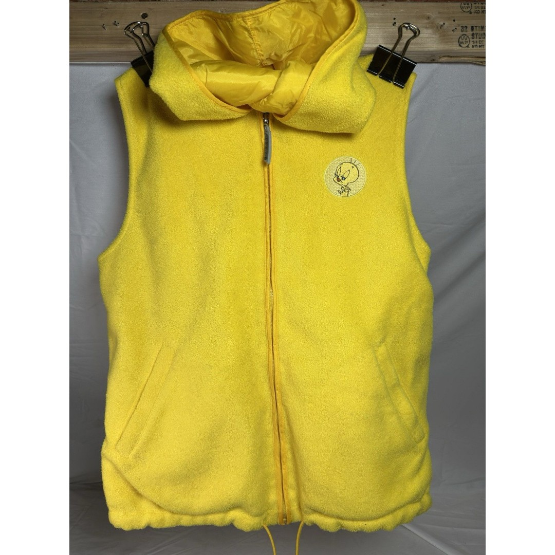 RARE Vintage Warner Bros. Studio Store Tweety Fleece Full Zip Drawstring Vest