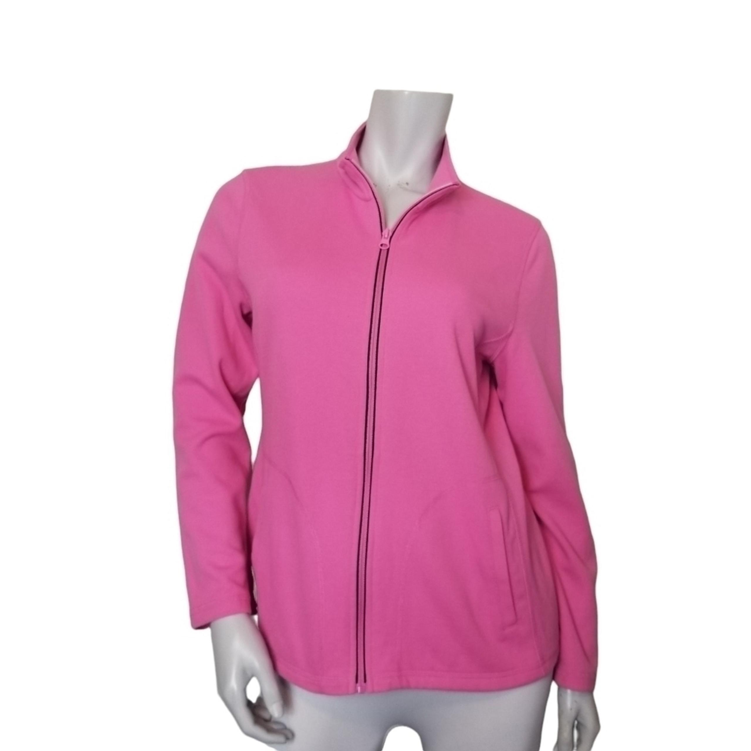 Talbots SZ Medium Petite Jacket Full Zip Pink Activewear Athleisure Pockets