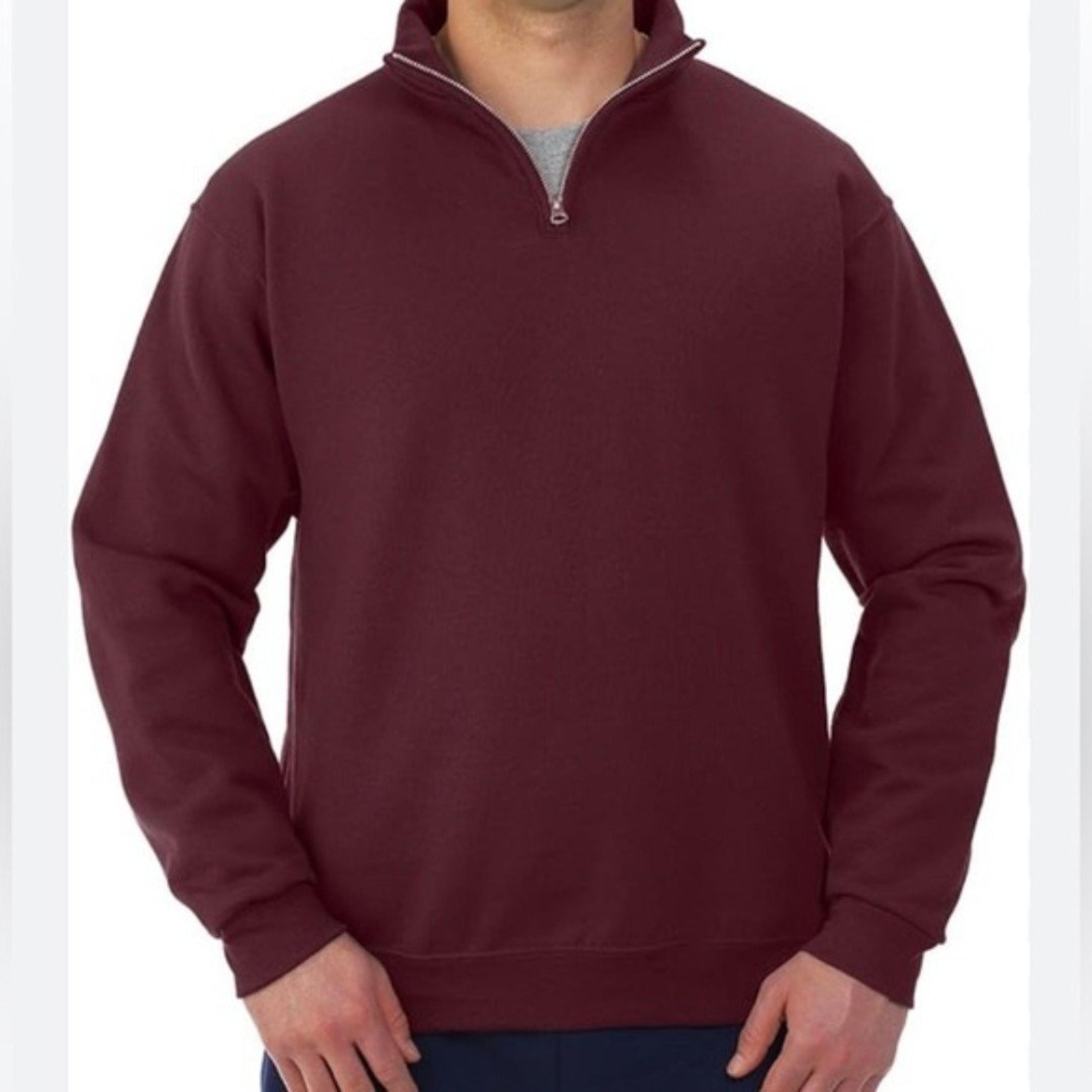 Men's Jerzees Super Sweats Nublend Quarter-Cadet Collar Sweatshirt Maroon Large