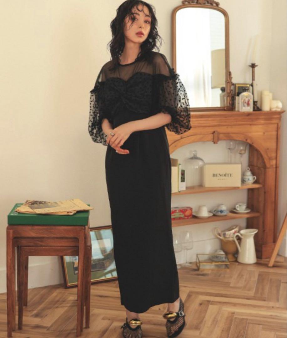 【新品未使用】ANDRESD flocky dot ONE PIECE ANDRESD】flocky dot one piece