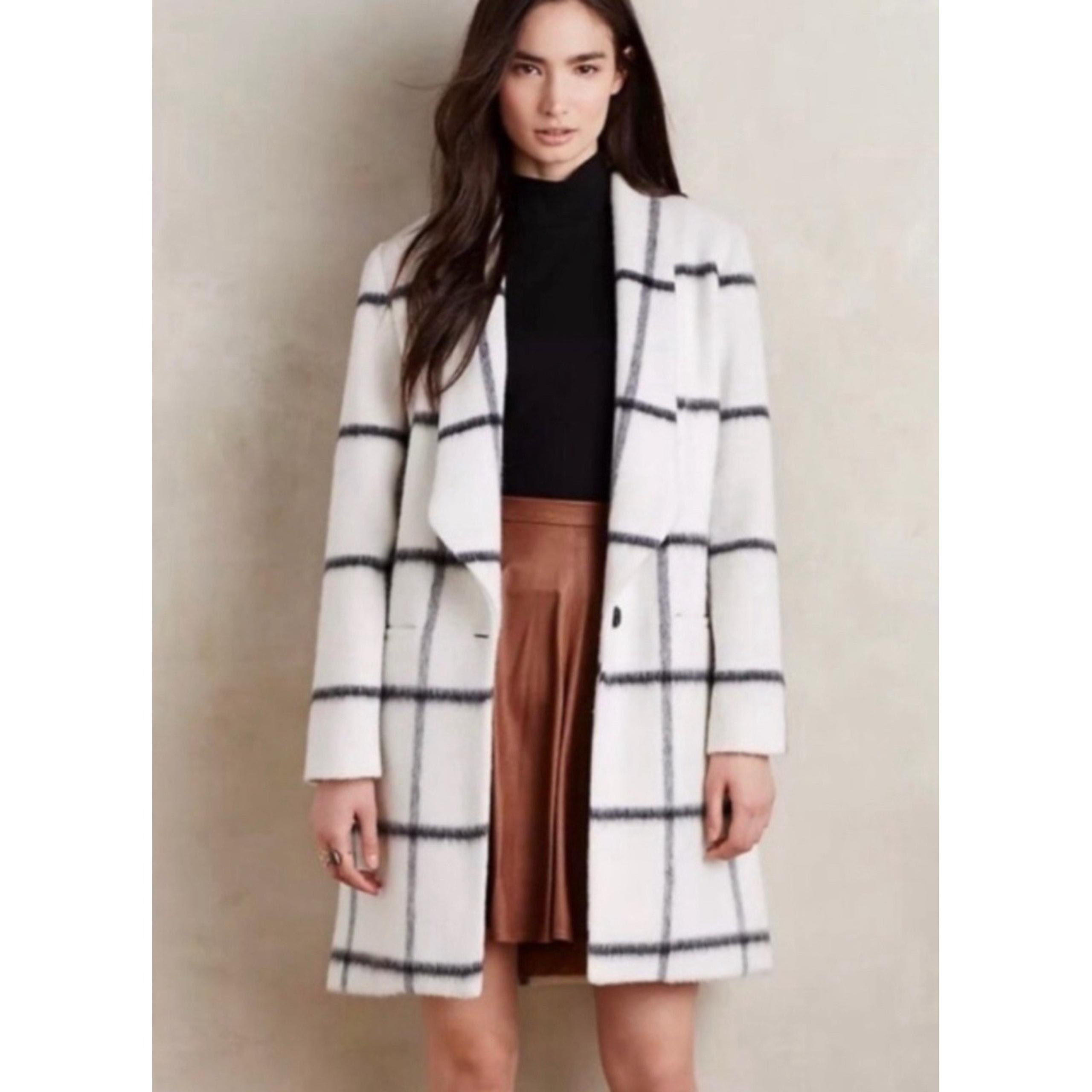 Elevenses Anthropologie Window Pane Coat Blazer Wool