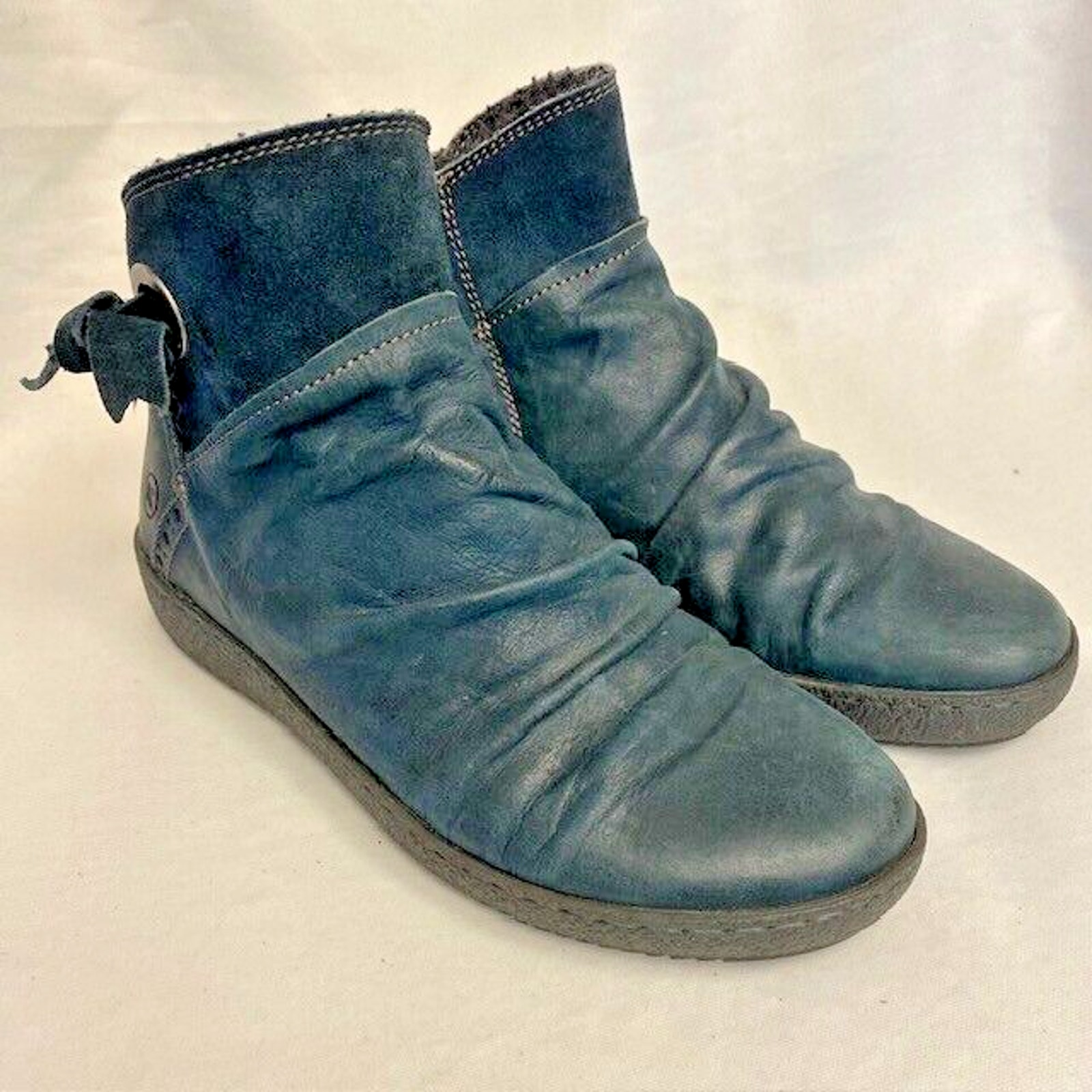 DKODE Womens Size 6.5 Dark Teal Leather Lined Ankle Boots Booties Shoes