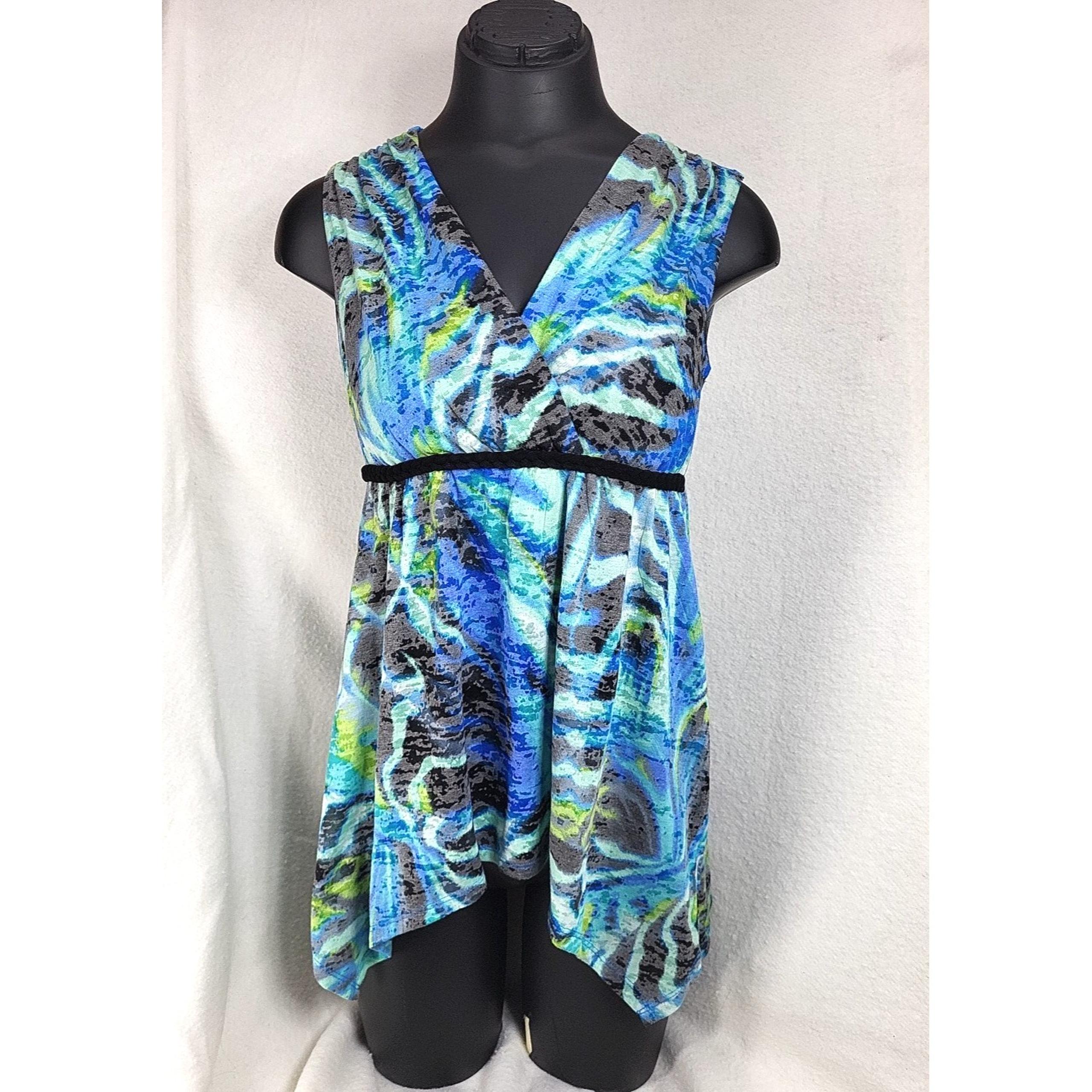 Y2k Cocomo Petite Babydoll Top Medium Fairy Blouse Mermaid Ethereal Blue Zebra