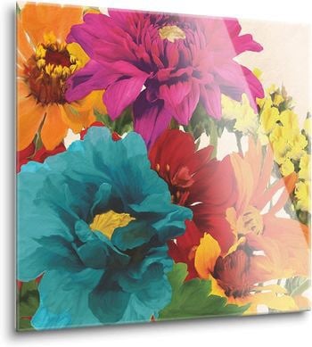 12 x 12 SOULFINE Glass Wall Art, Frameless Tempered Glass Home Décor