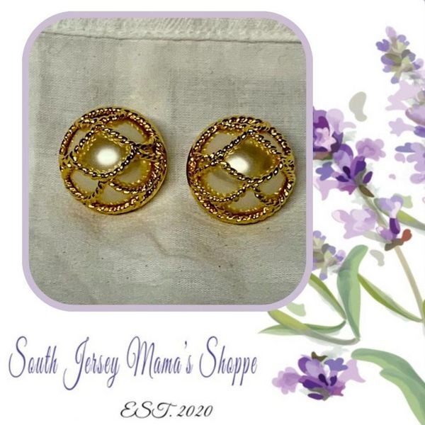 Vintage 1980s Joan Rivers Faux Pearl & Gold Clip Earrings (J122)