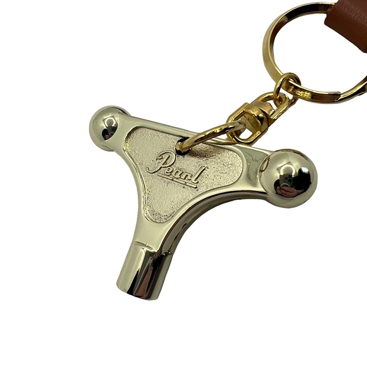 Vintage Gold Pearl Drum Key with Leather Keychain Very Rare find.