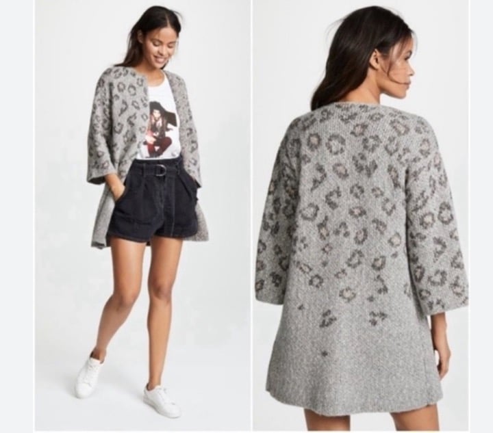 Kline Leopard Cheetah Hipster Hippie Artsy Boho Bohemian Winter Cardigan Sweater