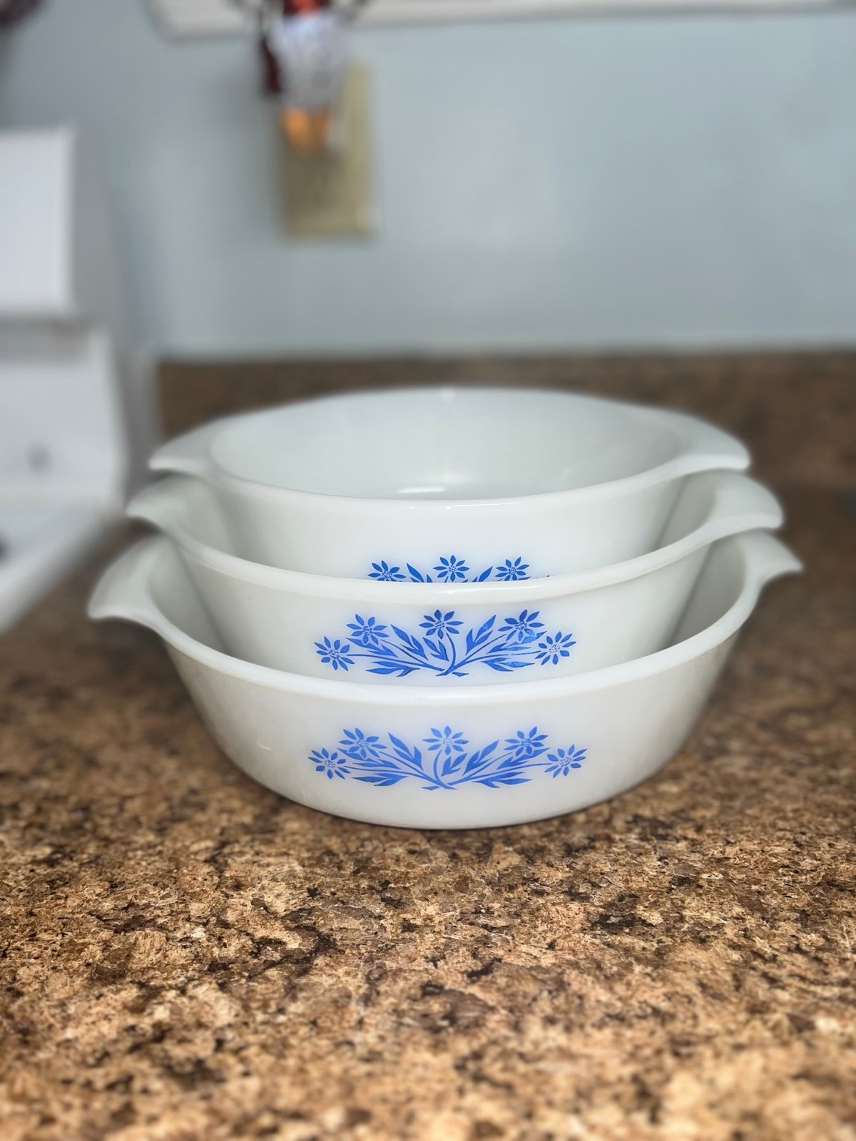 Anchor Hocking Fire King ‘Blue Cornflower’ Casserole Dishes (Set of 3)