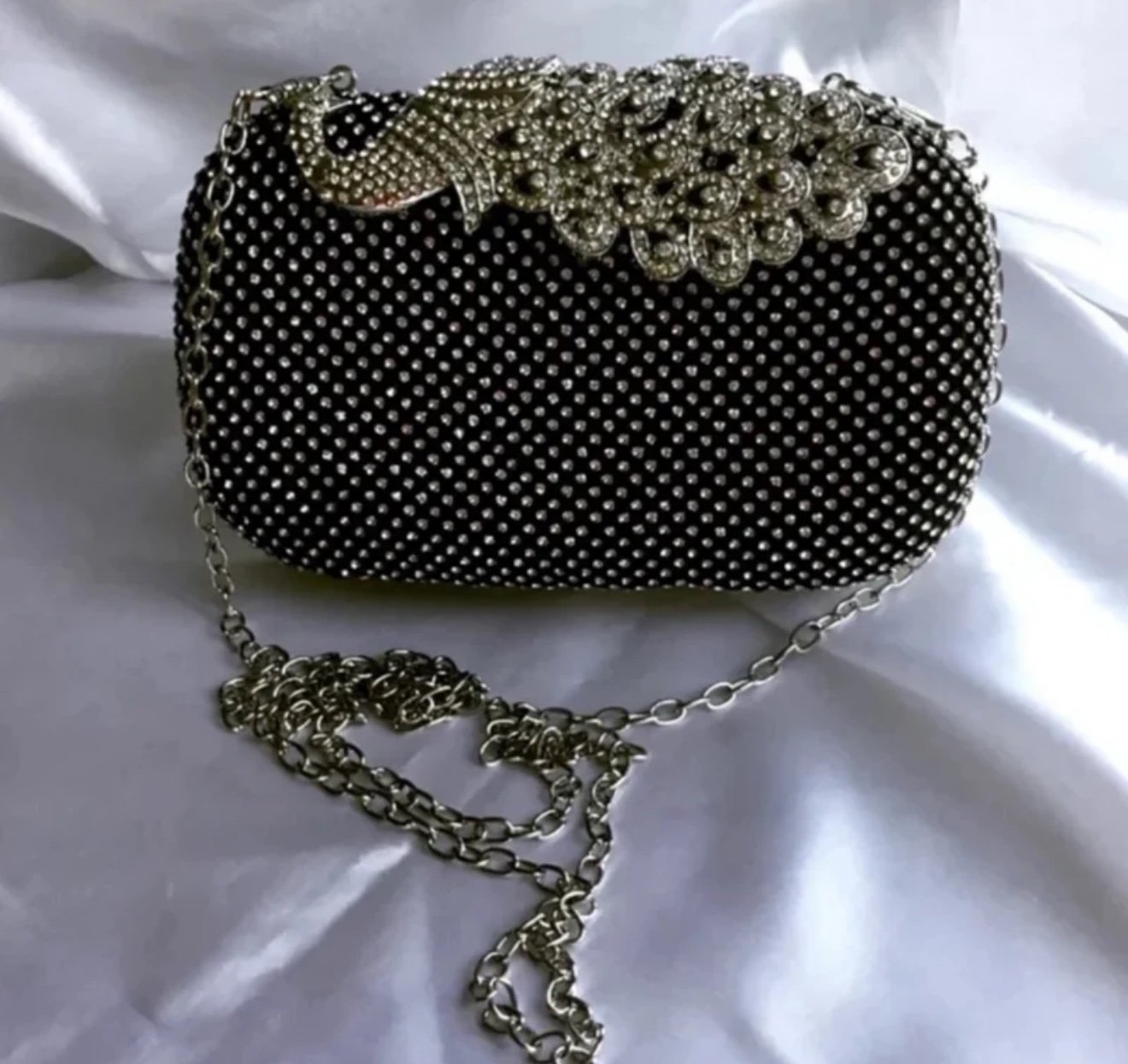 Sale 36 Firm! Black Rhinestone Mesh Fabric Hard Case Black Clutch Bag