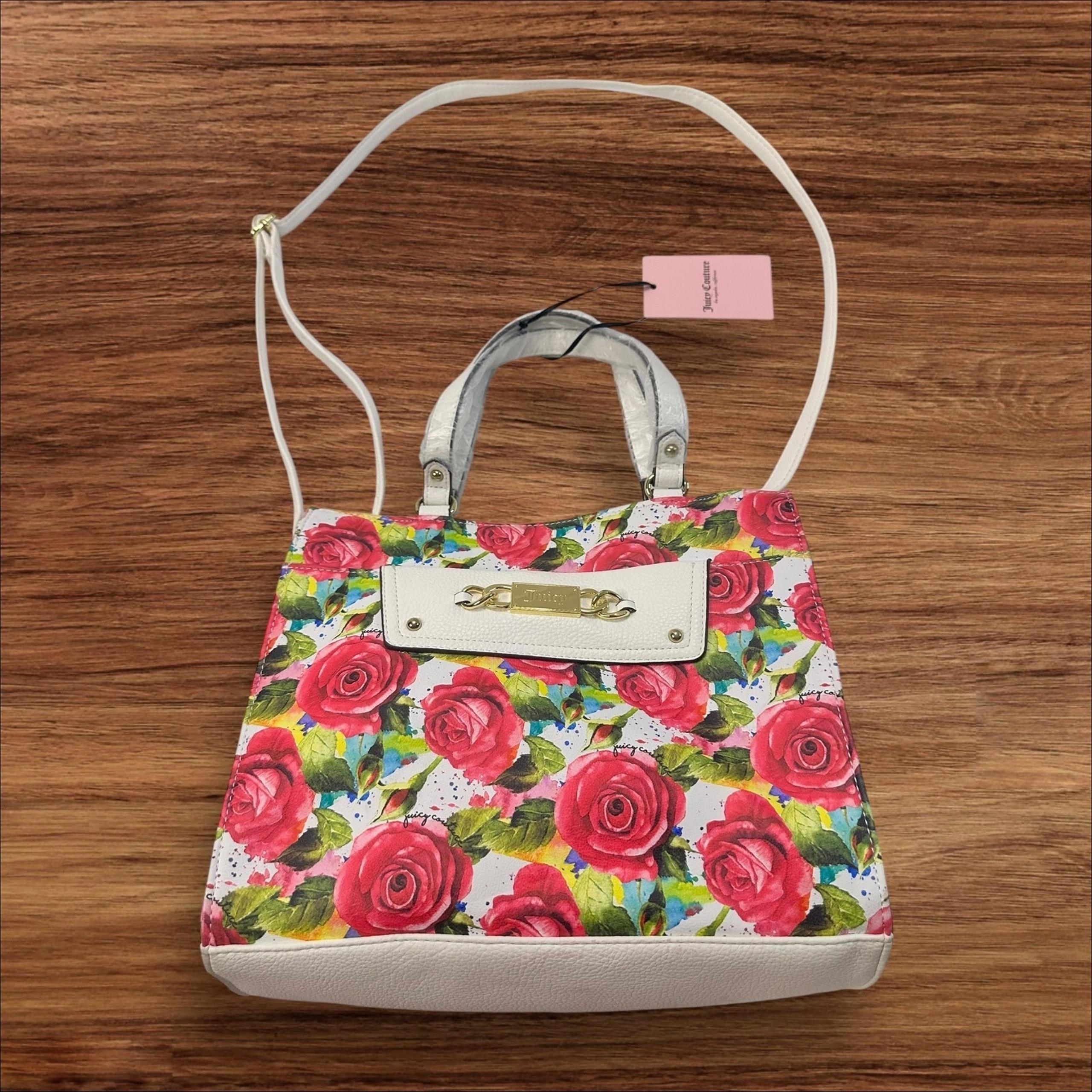 Juicy Couture Floral Satchel Purse Top Handle Crossbody Bag Roses NWT