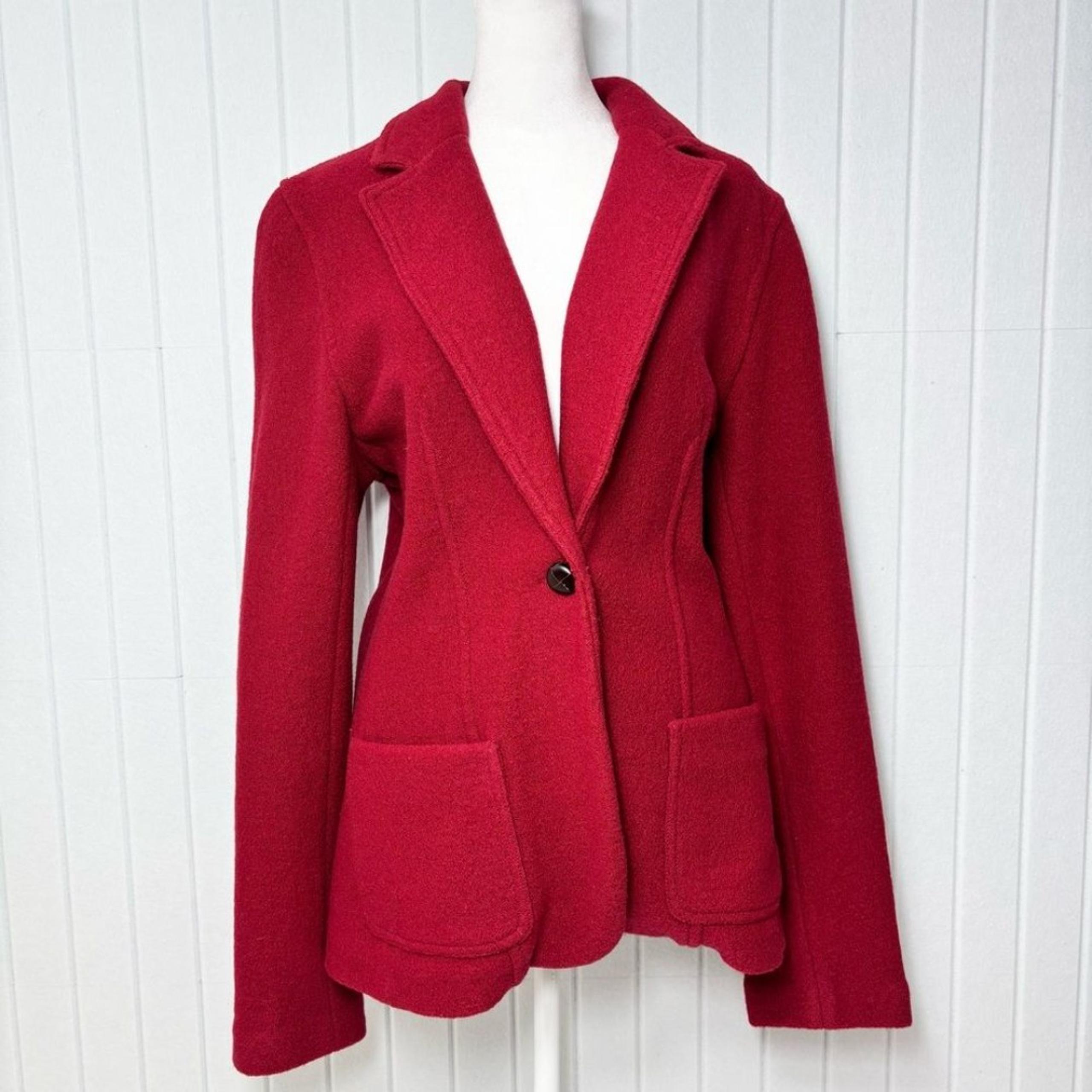 J. Crew Red Blazer Virgin Wool Tailored Fit and Notched Lapels Size L