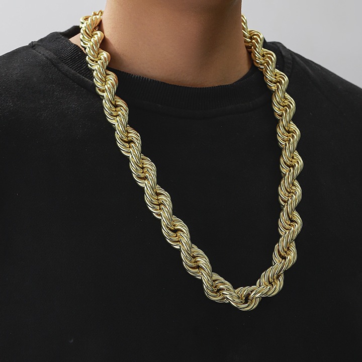Golden 20mm/30mm Heavy Rope Chain Necklace-opi