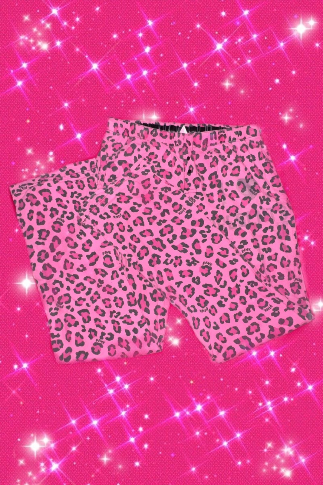 Vintage PINK leopard print Pajama Pants / pjs