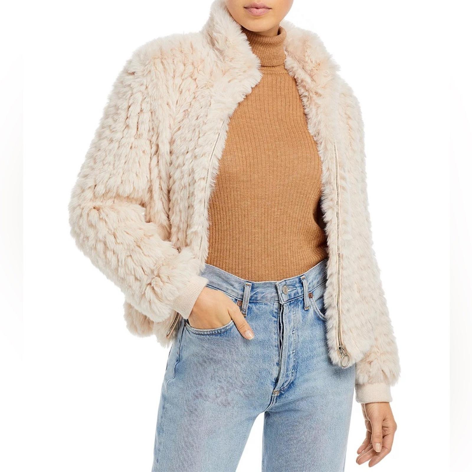AQUA Faux Fur Zip Front Jacket, Ivory, Size XL New w/Tag Retail 148 (Sold Out)