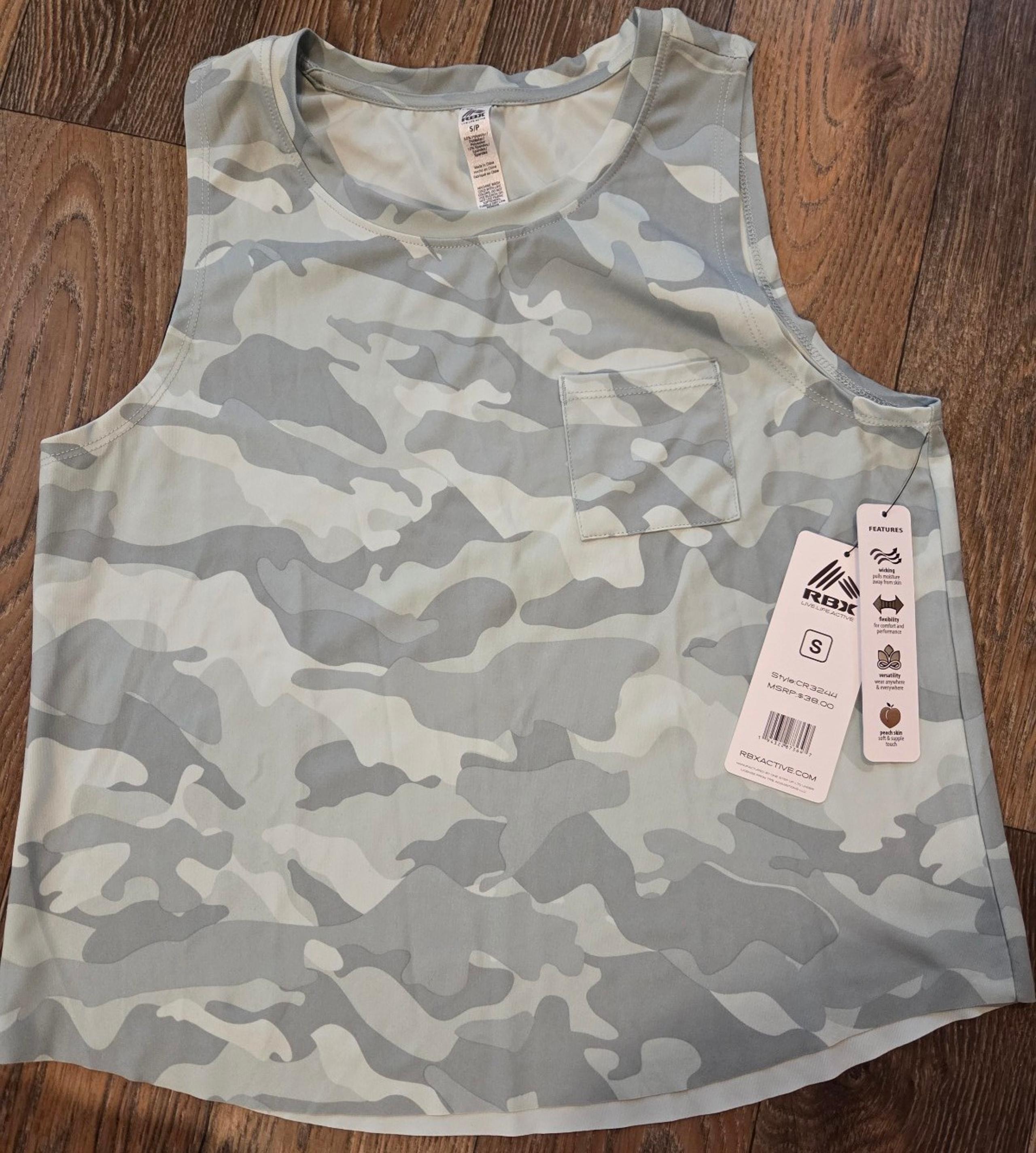 RBX Womens Small Gray Camouflage Activewear Tank Top