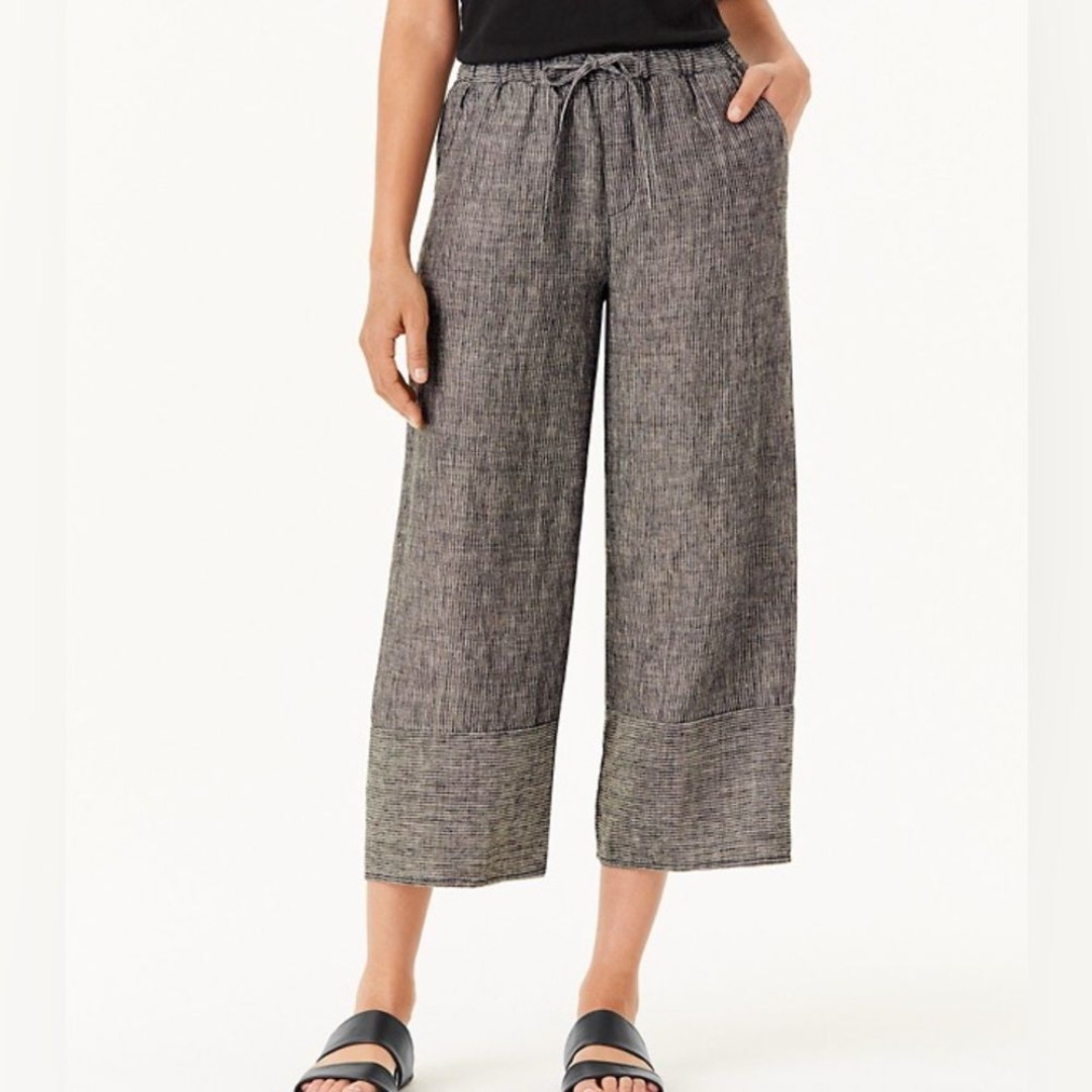 Garnet Hill Banded Linen Beach Pants Size 8