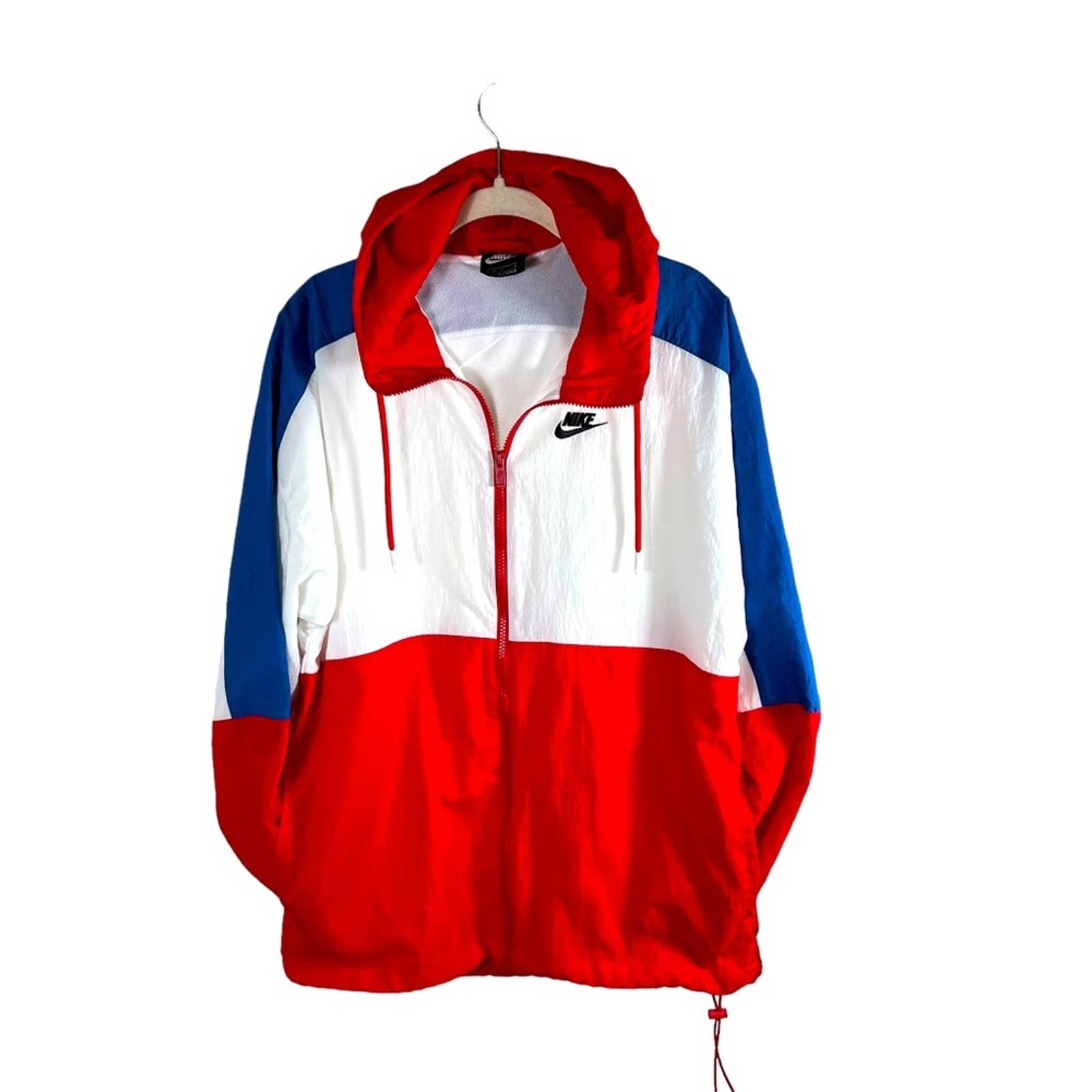 Nike Red White and Blue Color block Hooded Wind Breaker