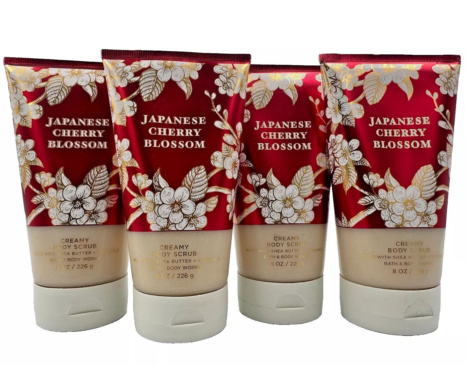 Bath & Body Works LOT 4 Japanese Cherry Blossom Creamy Body Scrubs 8 oz Sugar