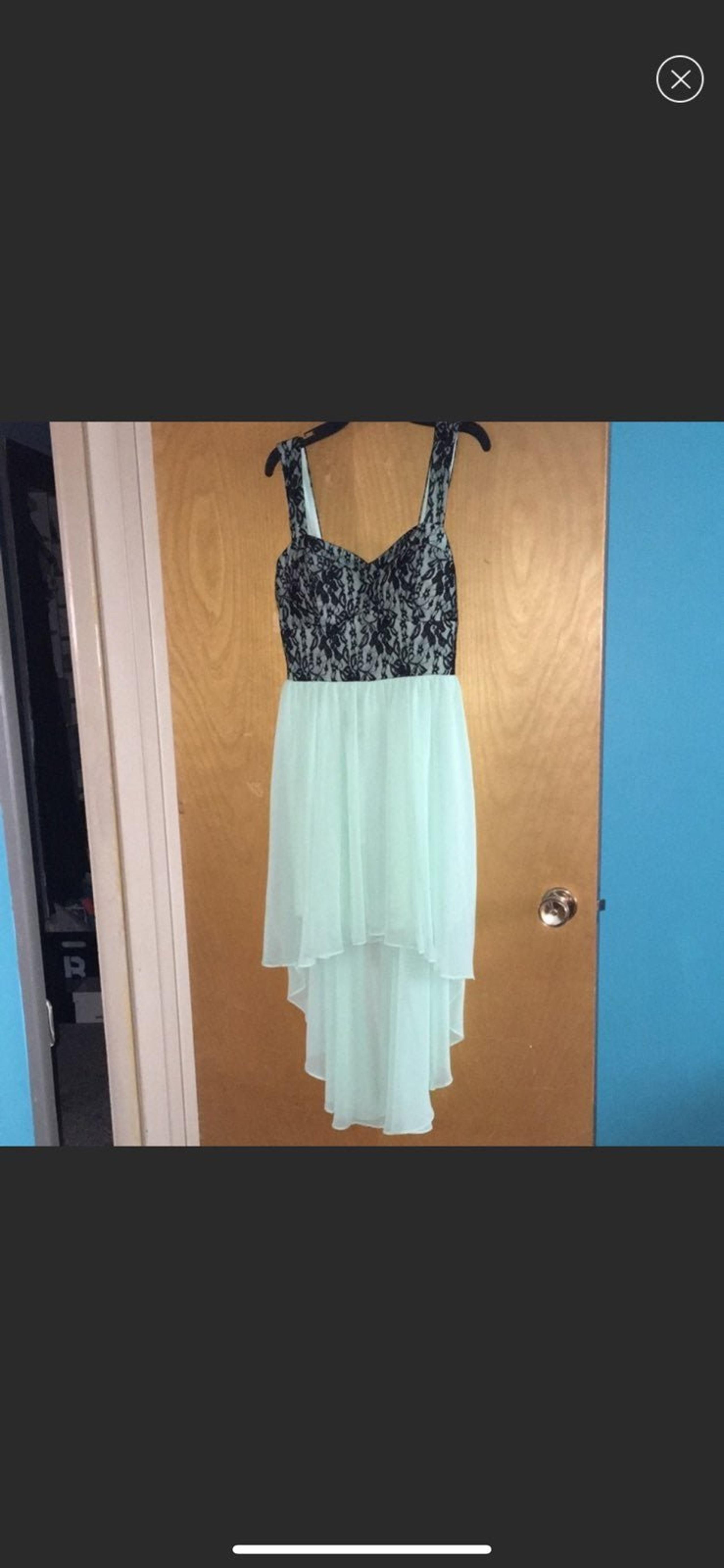 mint greeb black high low gown 10
