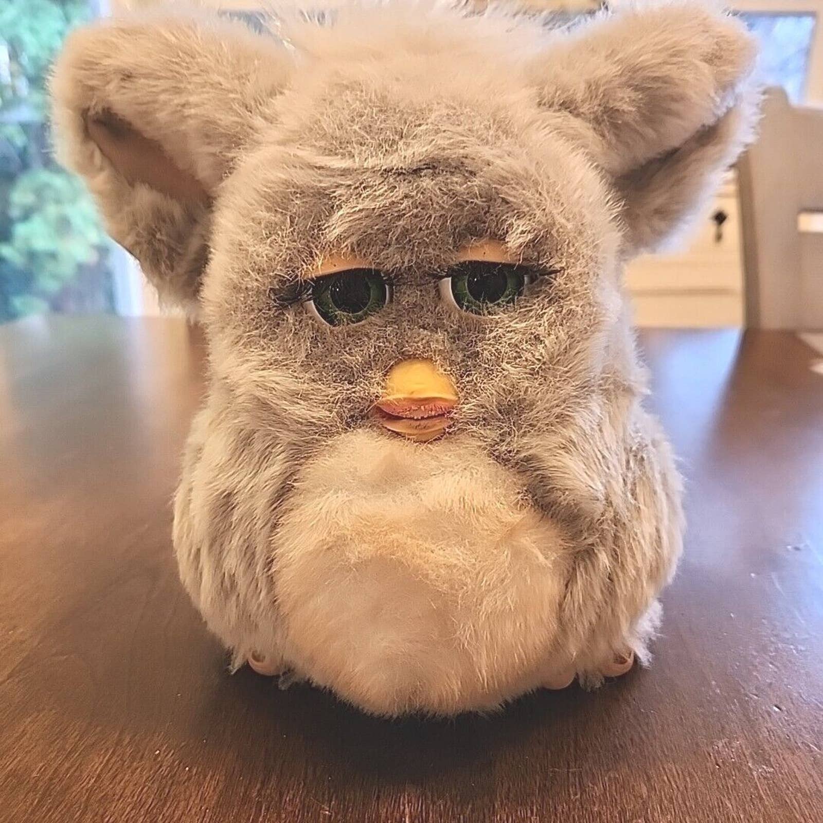 Emoto Tronic Furby Grey Pink Belly Green Eyes Tiger 59294 Tested Working 2005