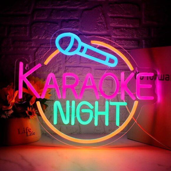 New Karaoke Night Neon Sign, LED Bar Light for Game Room, Man Cave, Party Decor