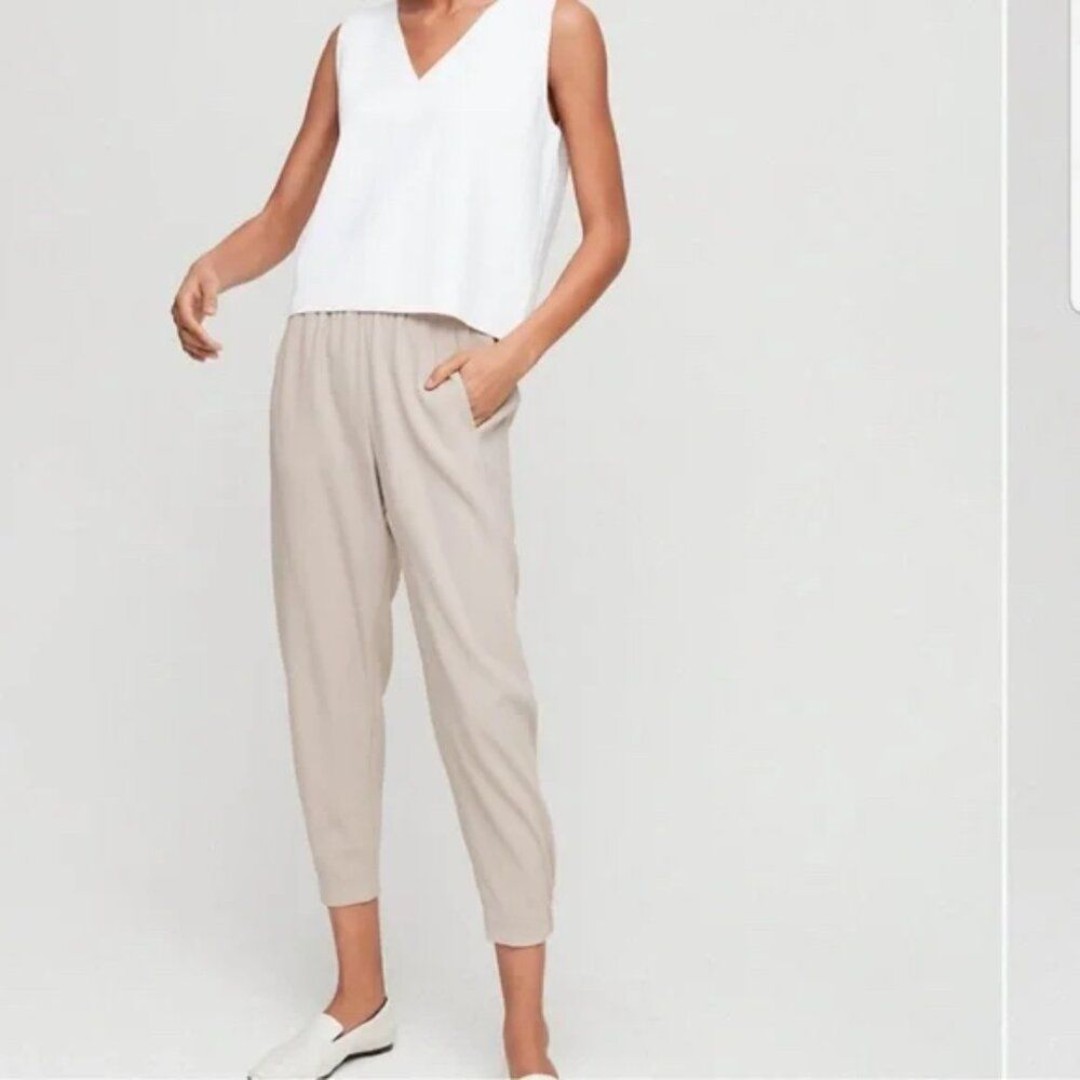Aritzia Babaton Dexter Crepe Dexter Pants in Taupe Size L