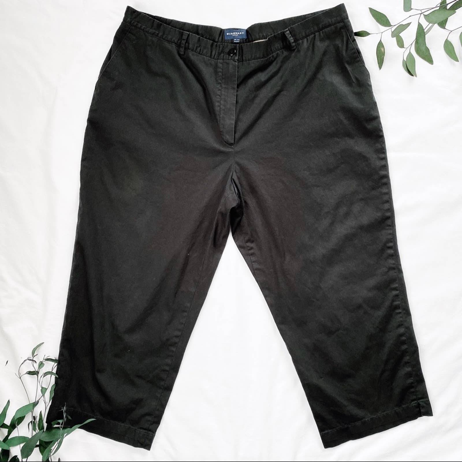 Burberry Golf Black Capris Cropped Pants Trousers Nova Check Belt Loop