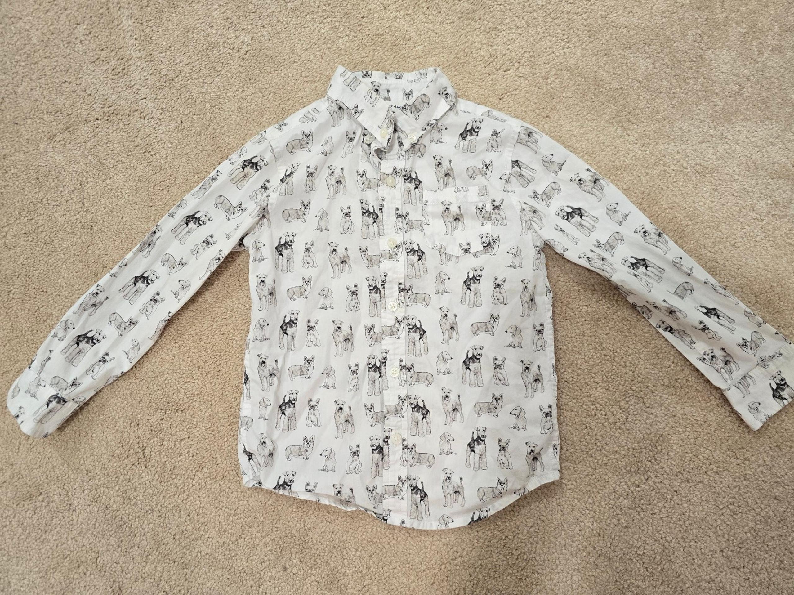 Janie And Jack Dog Print Long Sleeve Button-up Shirt