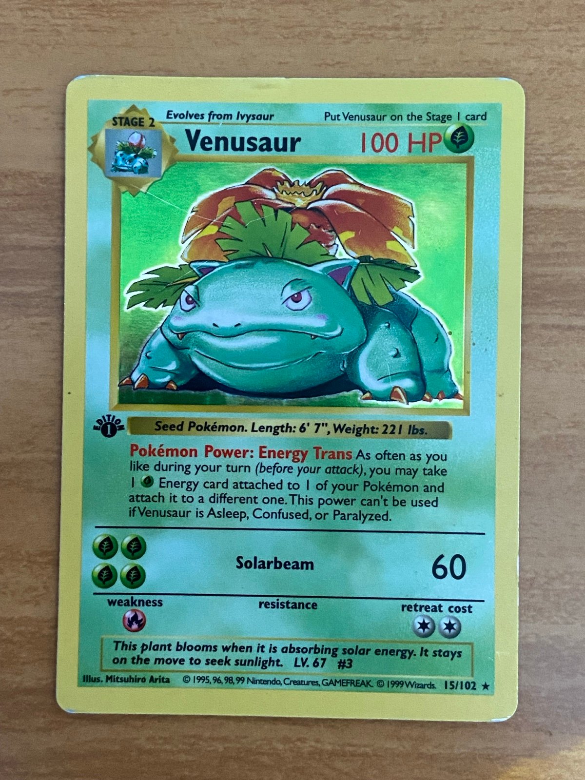 Venusaur First Edition Shadowless Base Set 15