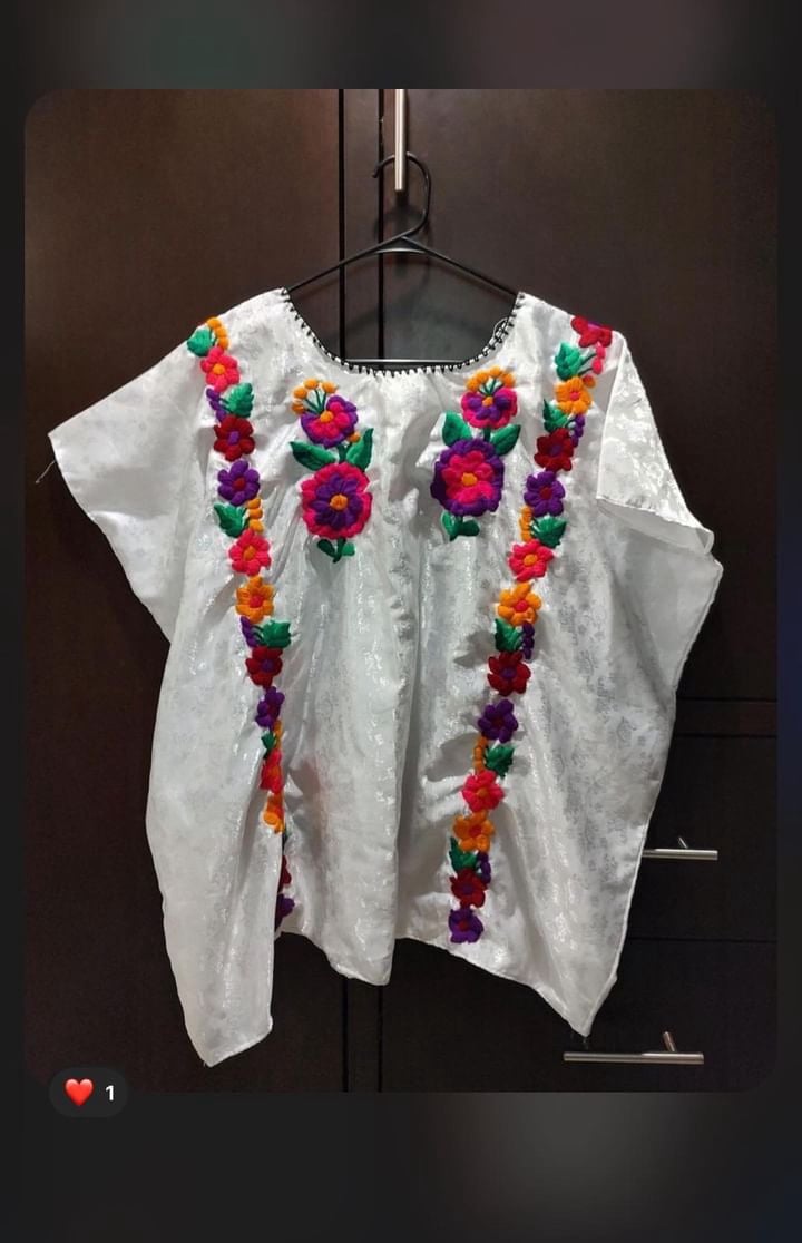 Floral huipil Mexican embroidered top