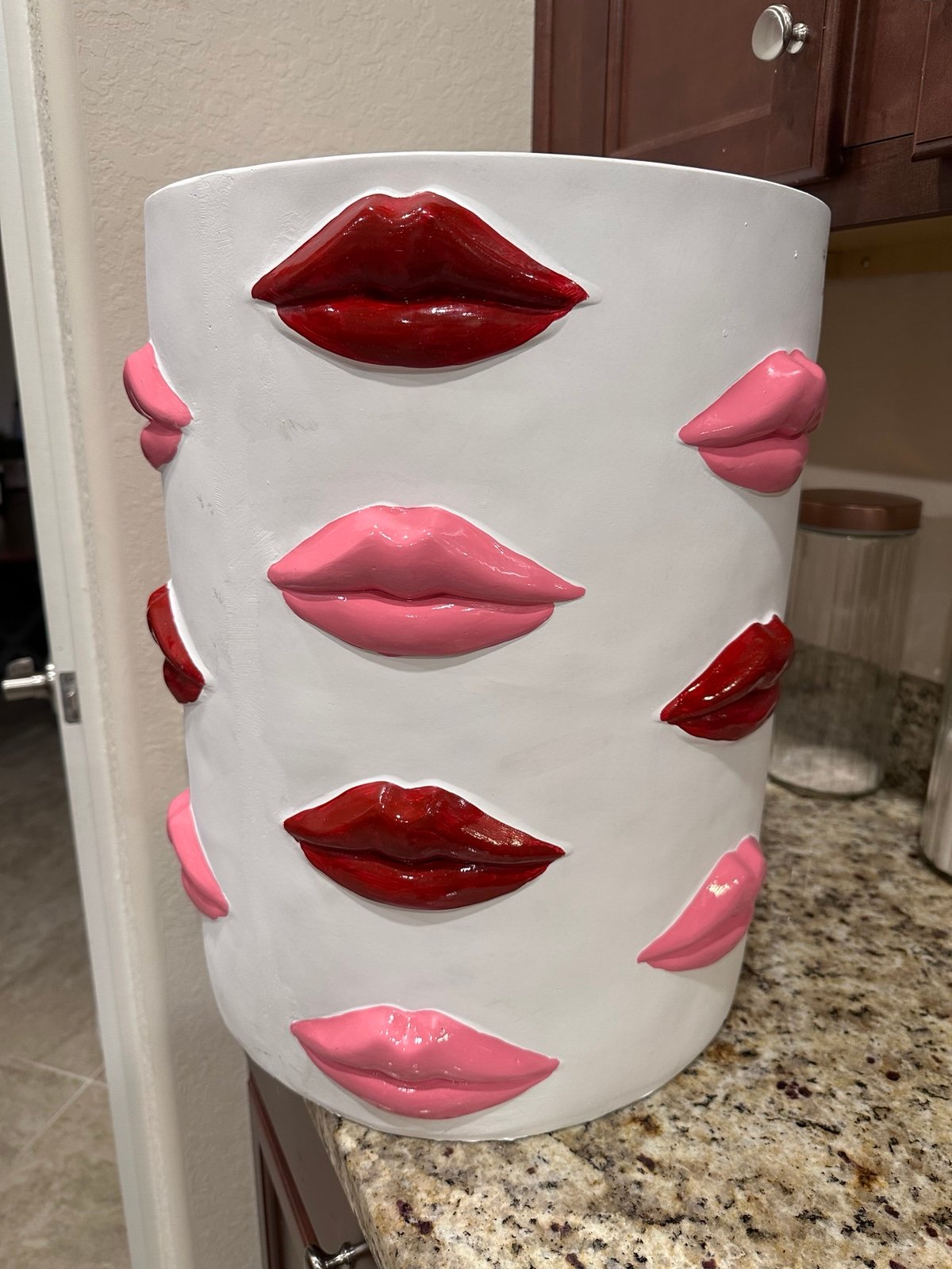 Red and Pink Lips Stool/Side Table