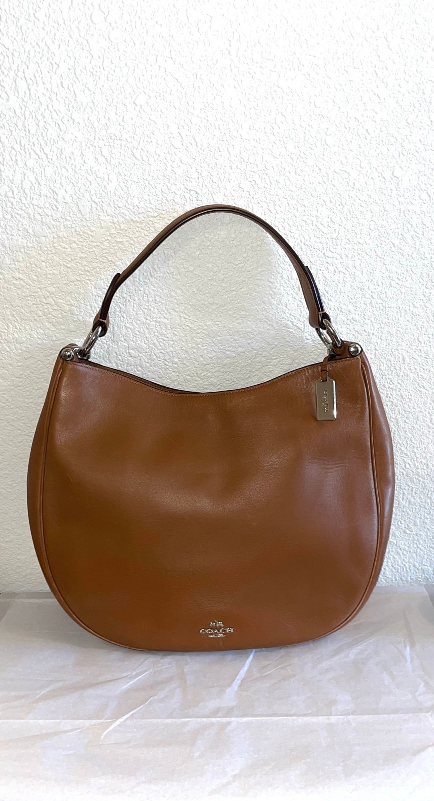 Coach Glovetanned Leather Nomad Hobo Saddle Brown Shoulder Purse 36026 Handbag