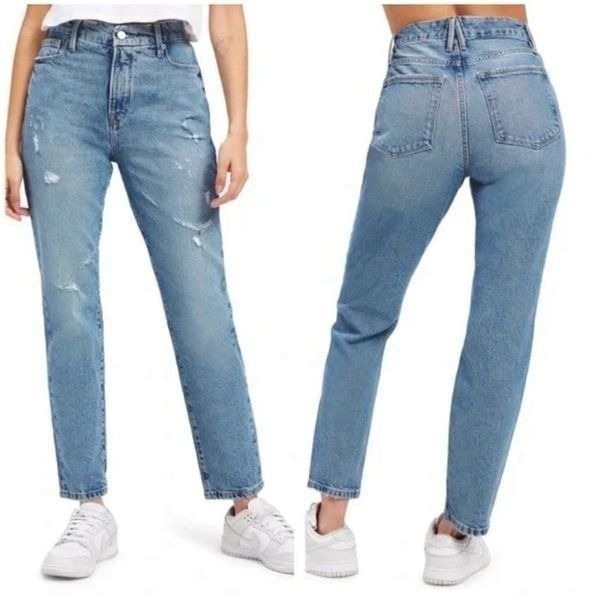 Good American Jeans Classic Distressed Blue Size 26 NWT