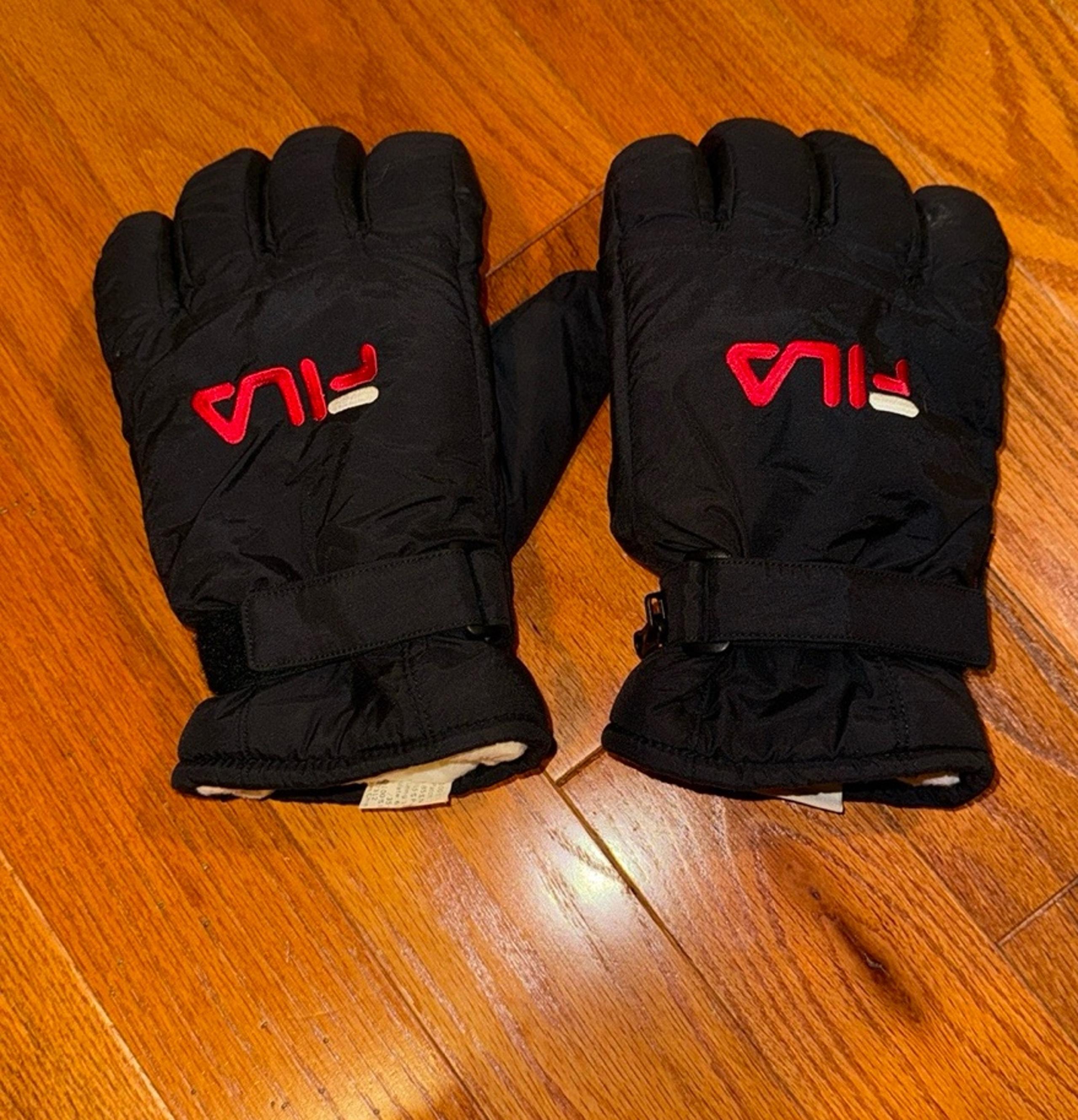 Fila Gloves Men L Black Adjustable Water & Wind Resistant Warm Cozy Comfy