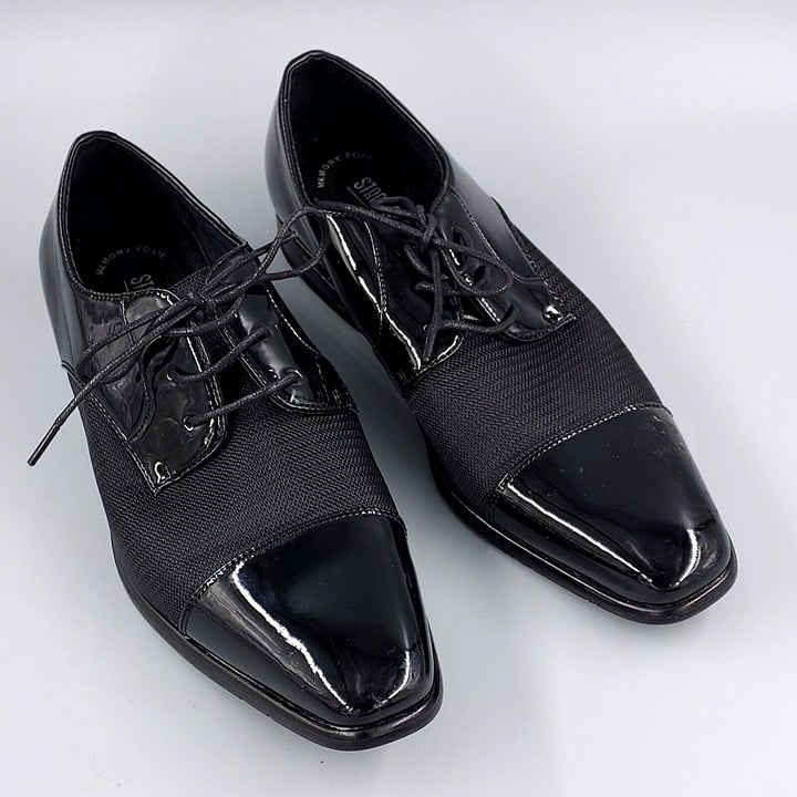 Stacy Adams Pharoah Cap Toe Oxford Shoes Wedding Prom Black Patent, 8.5