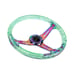 Ralliart Universal 6-Hole 350mm Deep Dish Green Crystal Bubble Steering Wheel