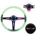 Ralliart Universal 6-Hole 350mm Deep Dish Green Crystal Bubble Steering Wheel