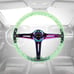Ralliart Universal 6-Hole 350mm Deep Dish Green Crystal Bubble Steering Wheel