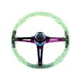 Ralliart Universal 6-Hole 350mm Deep Dish Green Crystal Bubble Steering Wheel
