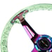 Ralliart Universal 6-Hole 350mm Deep Dish Green Crystal Bubble Steering Wheel