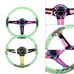 Ralliart Universal 6-Hole 350mm Deep Dish Green Crystal Bubble Steering Wheel
