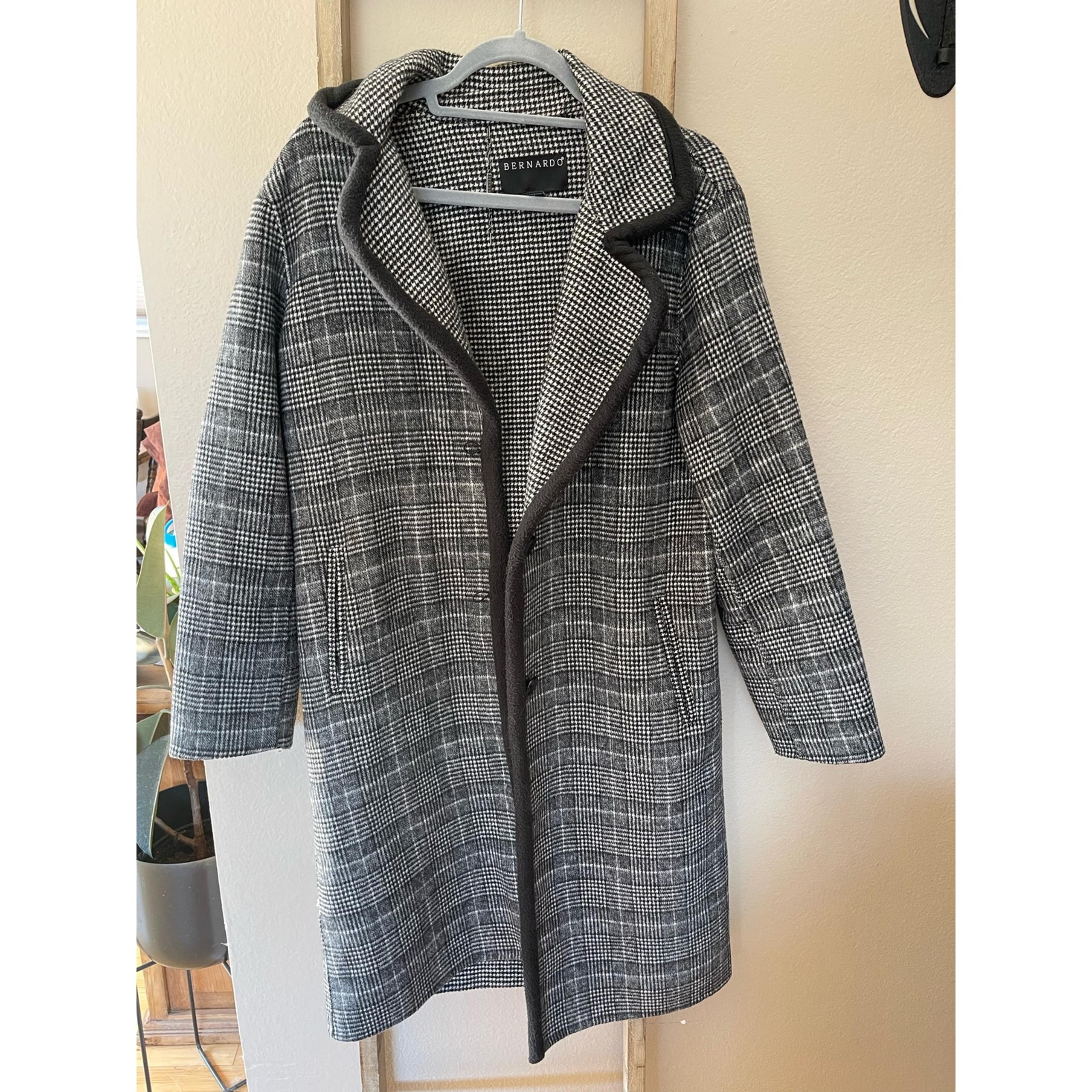 Bernardo Plaid | Houndstooth Wool Trench Coat