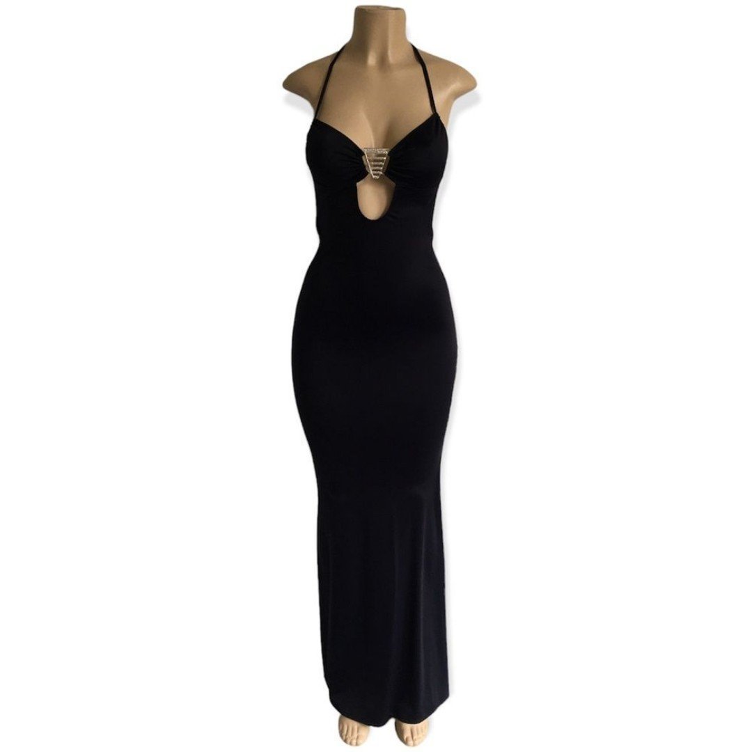 Luxury Sexy Exotic Glamorous Black Evening Dress Gown