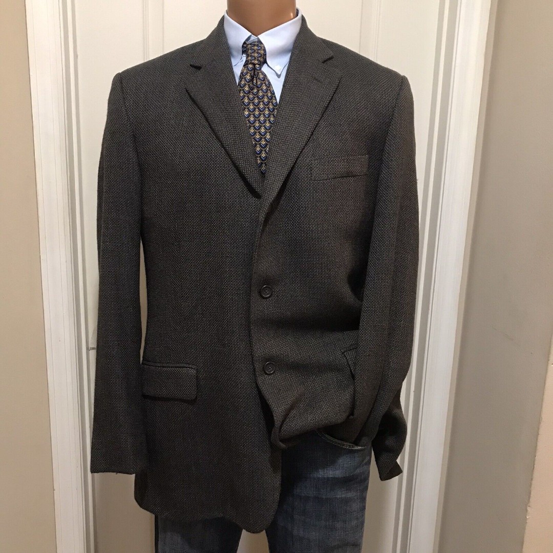 Pronto Uomo Sport Coat Men's 42L Short Brown 100% Worsted Wool Blazer Jacket
