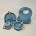 Baby & Toddler 9 Pc Feeding Set Eco Friendly Silicone Beautiful Dusty Blue