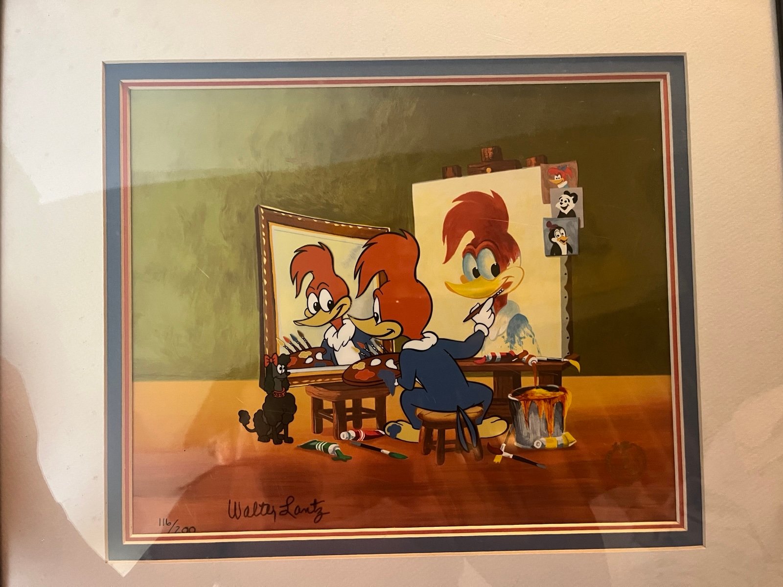 Walter lantz handpainted “woody’s triple self portrait” 116/200 COA